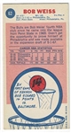 1969 Topps Basketball #62 Bob Weiss - Chicago Bulls RC
